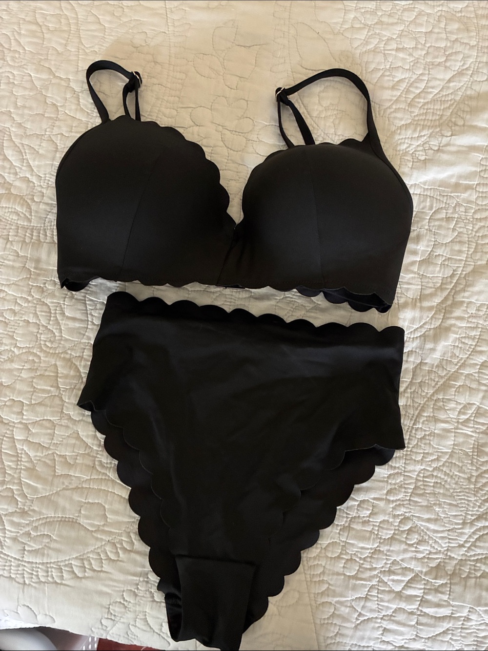 H&M Black Scalloped Two-Piece Bikini Set